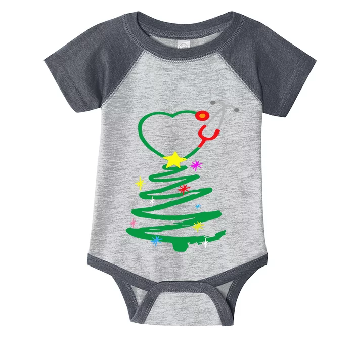 Nurse Christmas Tree Stethoscope Nurses Xmas Scrub First Aid Infant Baby Jersey Bodysuit