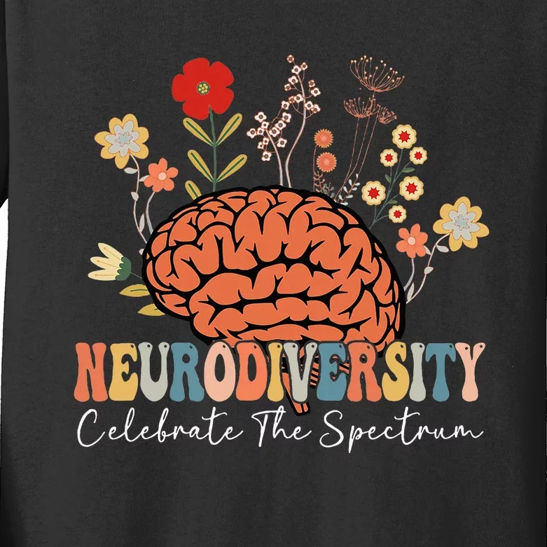 Neurodiversity Celebrate The Spectrum Brain Autism Awareness Kids Long Sleeve Shirt