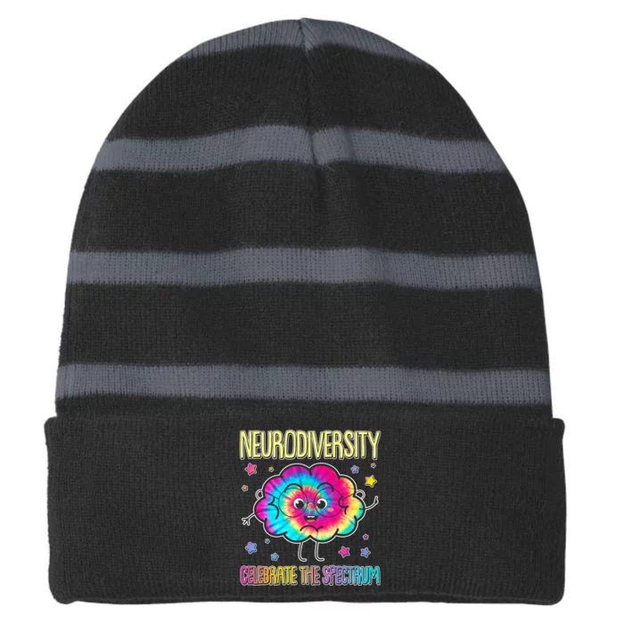 Neurodiversity Celebrate The Spectrum Striped Beanie with Solid Band