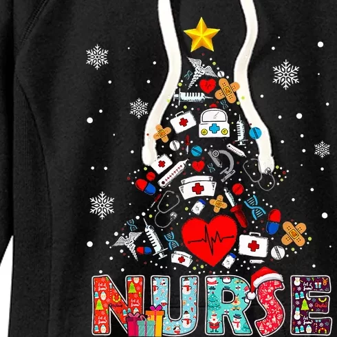 Nurse Christmas Tree Stethoscope RN LPN Scrub Nursing Xmas Women's Fleece Hoodie