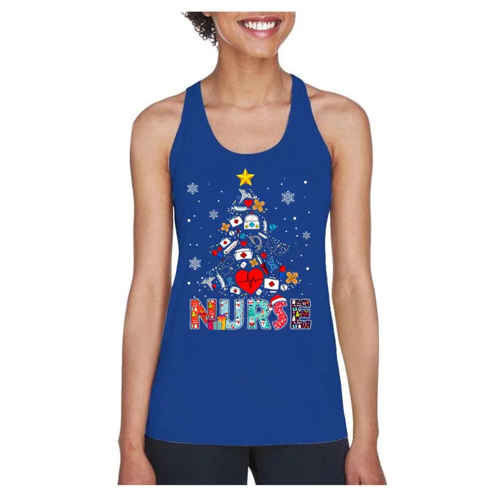 Nurse Christmas Tree Stethoscope RN LPN Scrub Nursing Xmas Women's Racerback Tank