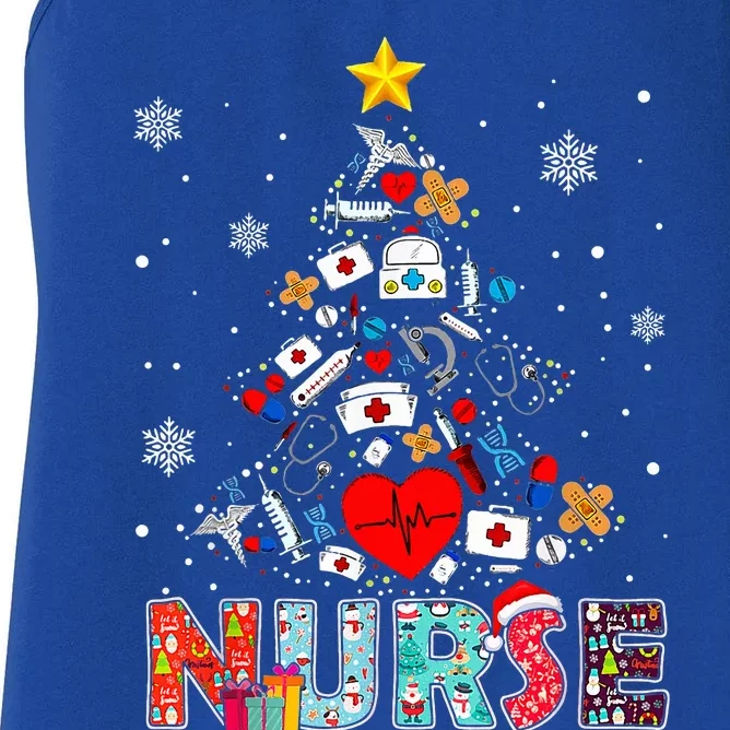 Nurse Christmas Tree Stethoscope RN LPN Scrub Nursing Xmas Women's Racerback Tank