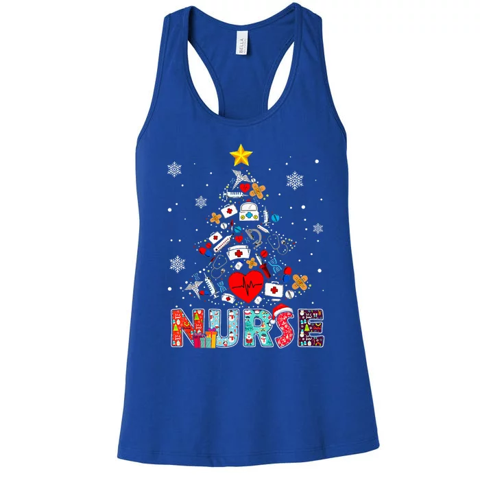 Nurse Christmas Tree Stethoscope RN LPN Scrub Nursing Xmas Women's Racerback Tank