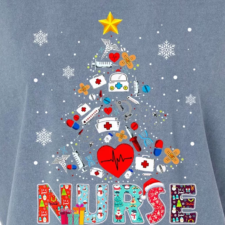 Nurse Christmas Tree Stethoscope RN LPN Scrub Nursing Xmas Garment-Dyed Women's Muscle Tee