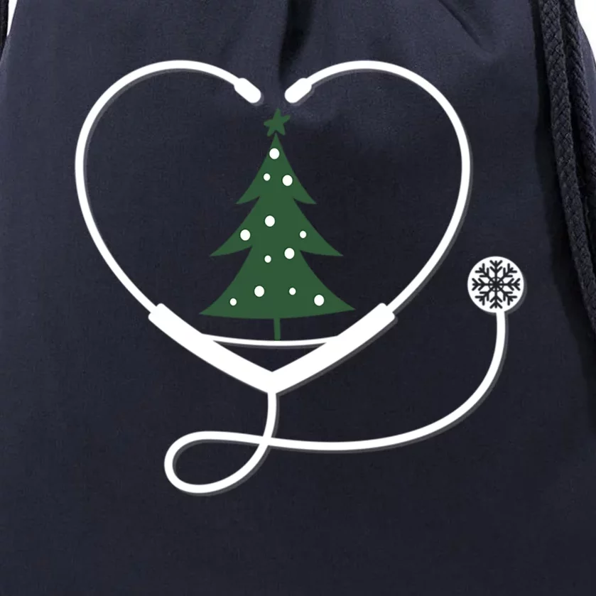 Nurse Christmas Tree Snowflake Stethoscope Cool Xmas Heart Cute Gift Drawstring Bag