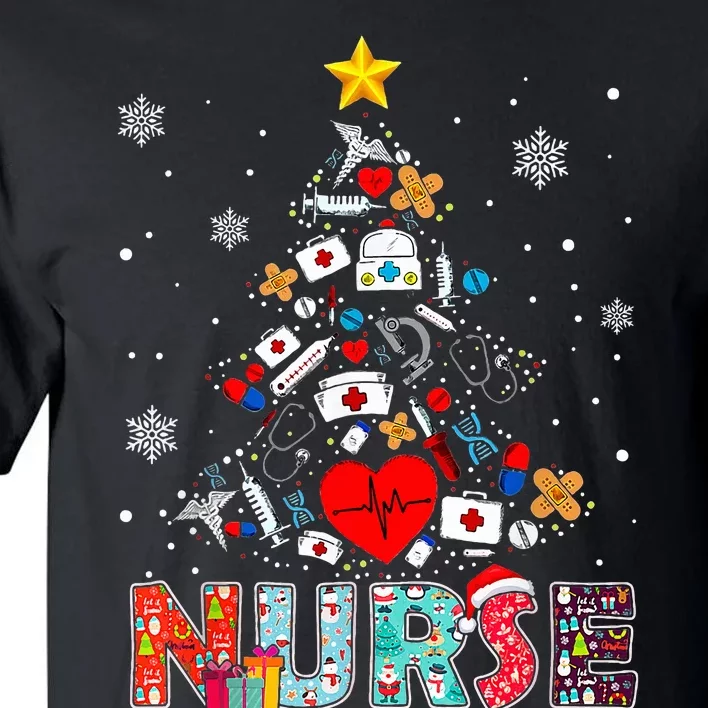 Nurse Christmas Tree Stethoscope RN LPN Scrub Nursing Xmas Tall T-Shirt