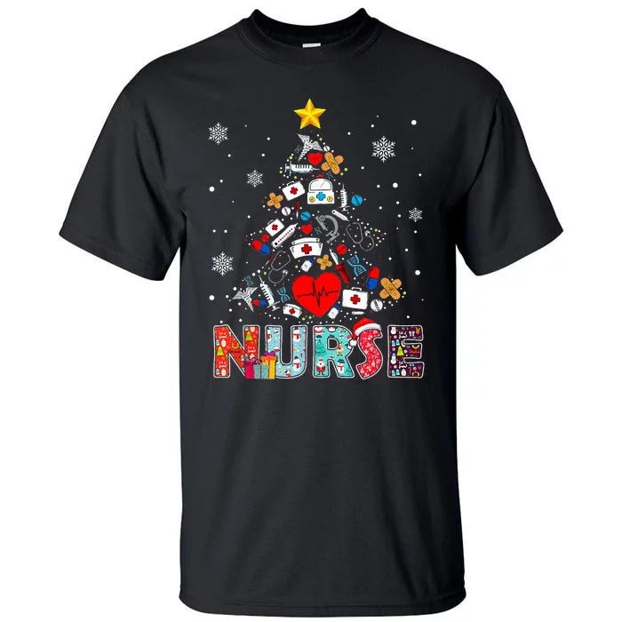 Nurse Christmas Tree Stethoscope RN LPN Scrub Nursing Xmas Tall T-Shirt