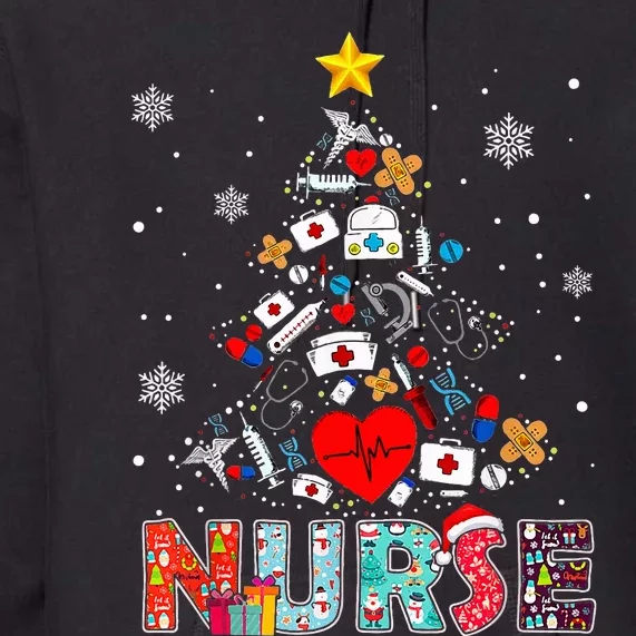 Nurse Christmas Tree Stethoscope RN LPN Scrub Nursing Xmas Premium Hoodie