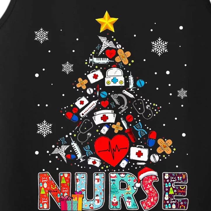 Nurse Christmas Tree Stethoscope RN LPN Scrub Nursing Xmas Performance Tank