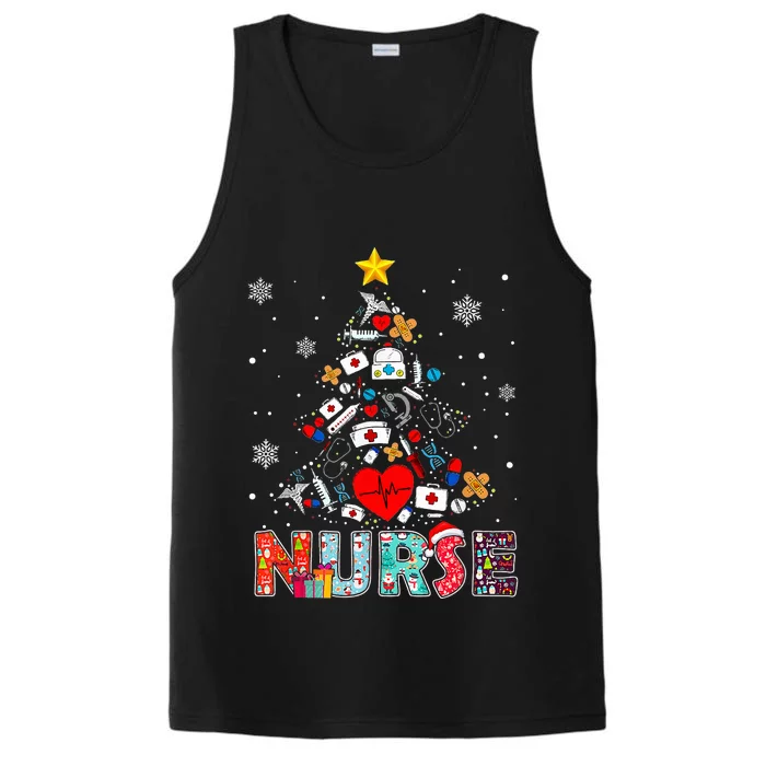 Nurse Christmas Tree Stethoscope RN LPN Scrub Nursing Xmas Performance Tank