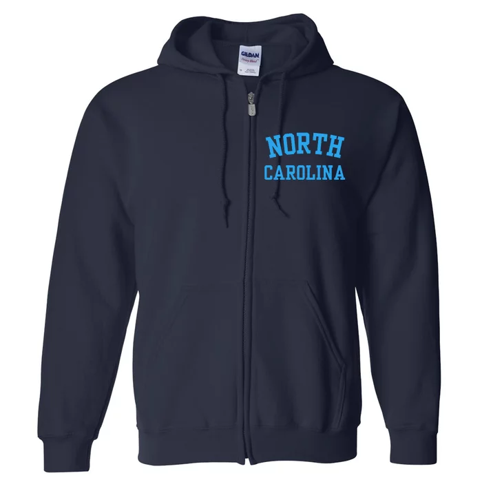 North Carolina Throwback Design State Of Nc Full Zip Hoodie