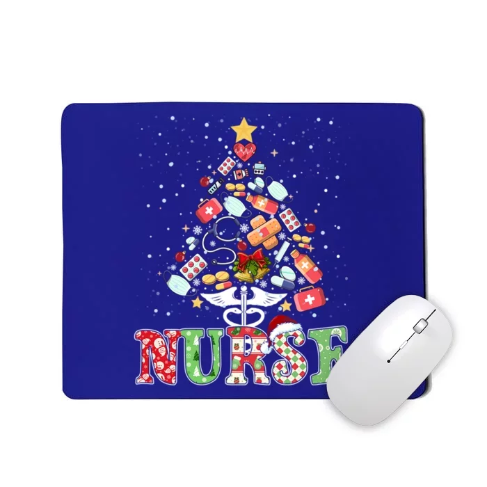 Nurse Christmas Tree Stethoscope Rn Lpn Scrub Nursing Xmas Cute Gift Mousepad