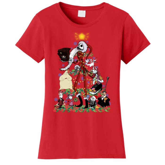 Nightmare Christmas Tree Santa Jack Sally Oogie Boogie Nightmare Women's T-Shirt