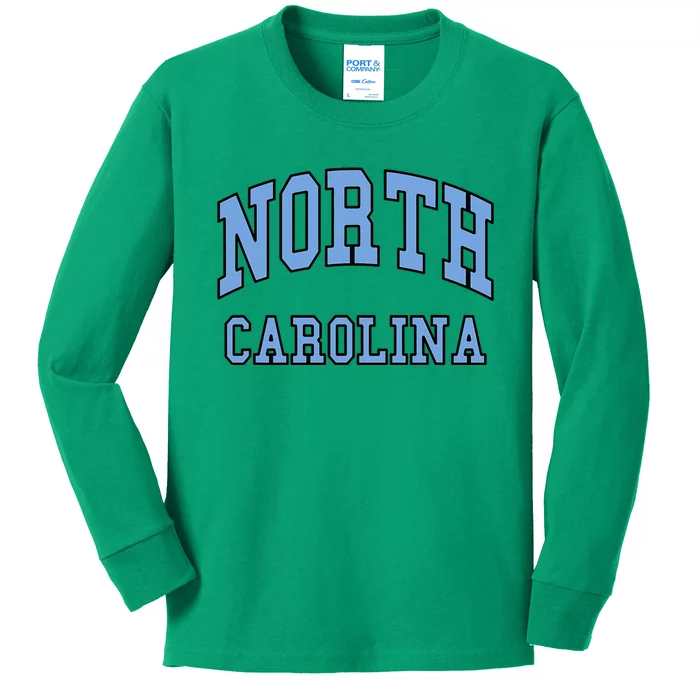 North Carolina Throwback Design State Of Nc Classic Kids Long Sleeve Shirt