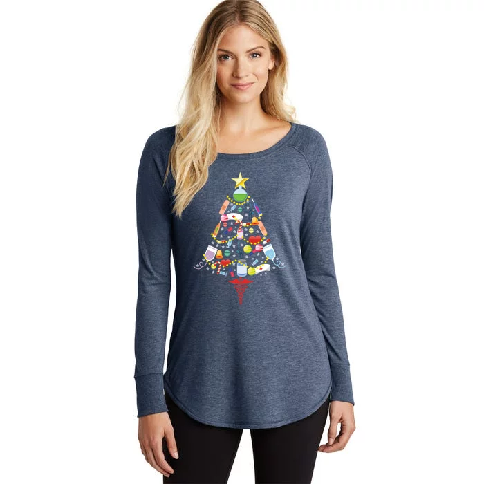 Nurse Christmas Tree Medical Tools Funny Xmas Holiday Decor Gift Women's Perfect Tri Tunic Long Sleeve Shirt