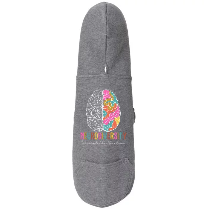 Neurodiversity Celebrate The Spectrum Brain Autism Awareness Doggie 3-End Fleece Hoodie