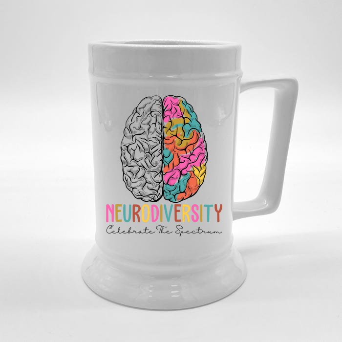 Neurodiversity Celebrate The Spectrum Brain Autism Awareness Front & Back Beer Stein