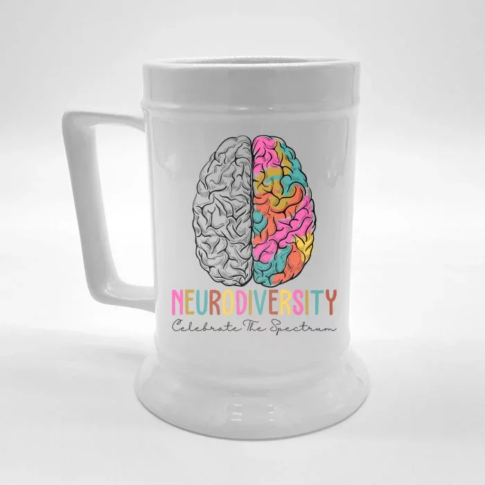 Neurodiversity Celebrate The Spectrum Brain Autism Awareness Front & Back Beer Stein