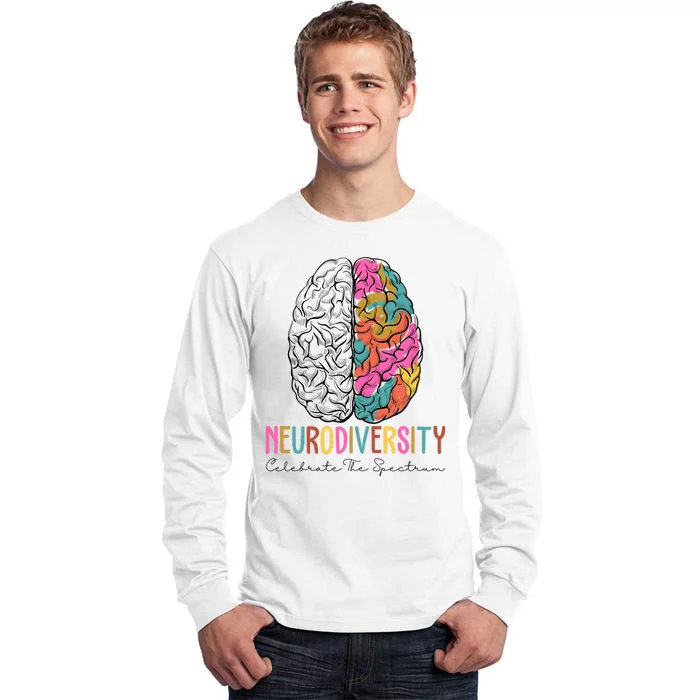 Neurodiversity Celebrate The Spectrum Brain Autism Awareness Tall Long Sleeve T-Shirt