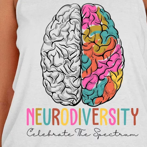 Neurodiversity Celebrate The Spectrum Brain Autism Awareness Women's Knotted Racerback Tank