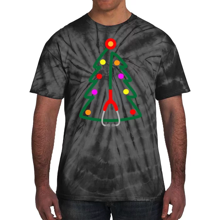 Nurse Christmas Tree Stethoscope Nurses Xmas Tie-Dye T-Shirt