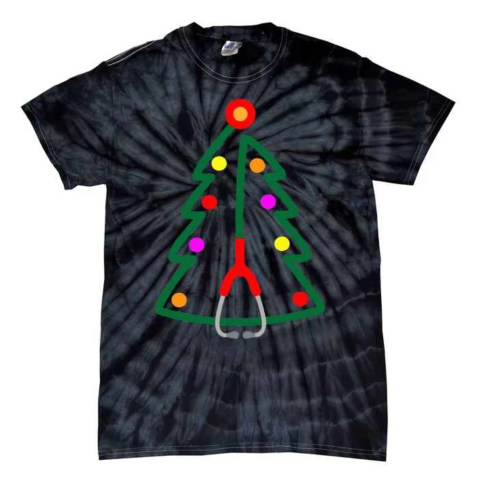 Nurse Christmas Tree Stethoscope Nurses Xmas Tie-Dye T-Shirt