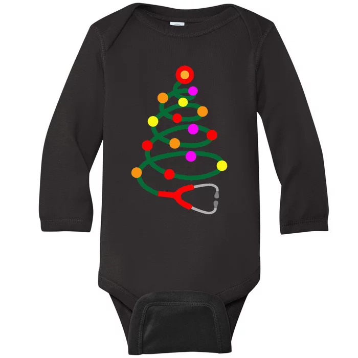 Nurse Christmas Tree Stethoscope Nurses Xmas Baby Long Sleeve Bodysuit