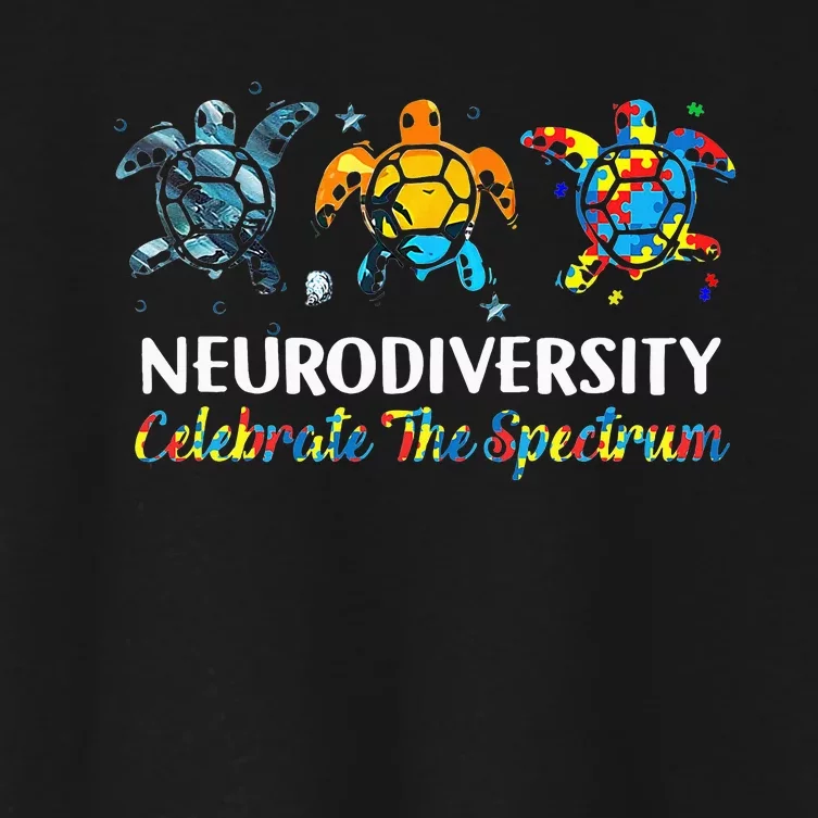 Neurodiversity Celebrate The Spectrum Turtle Planet Autism Women's Crop Top Tee