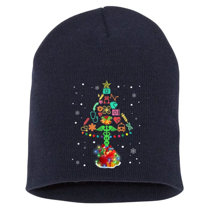 Nurse Christmas Tree Medical Lights Gifts For Woman Short Acrylic Beanie