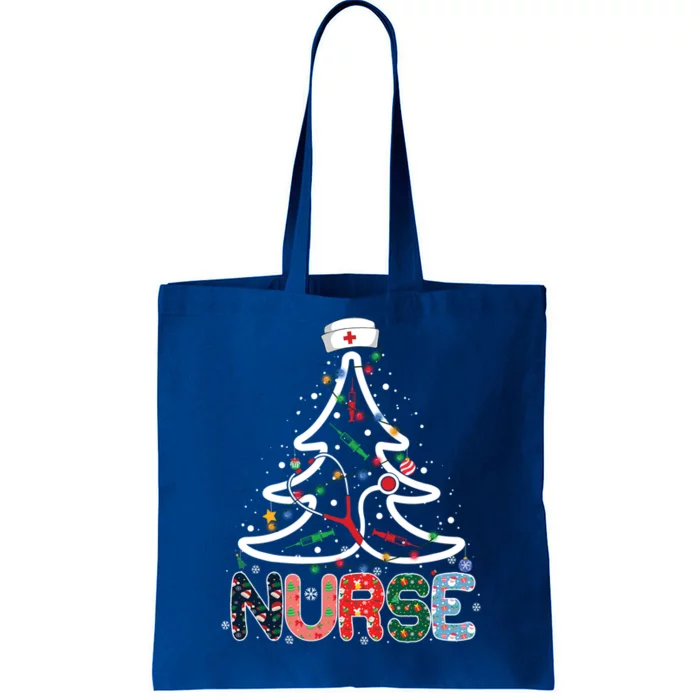 Nurse Christmas Tree Stethoscope Nursing Christmas Pajama Gift Tote Bag