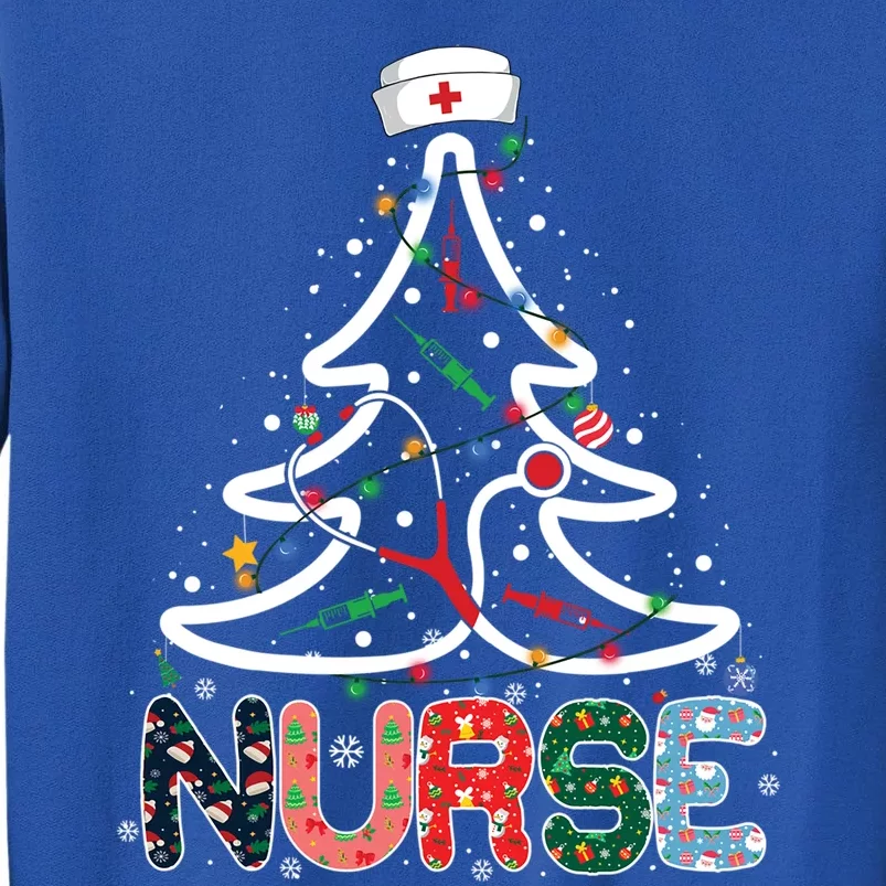 Nurse Christmas Tree Stethoscope Nursing Christmas Pajama Gift Tall Sweatshirt