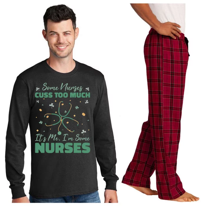 Nurses Cuss Too Much Funny St Patricks Day Long Sleeve Pajama Set