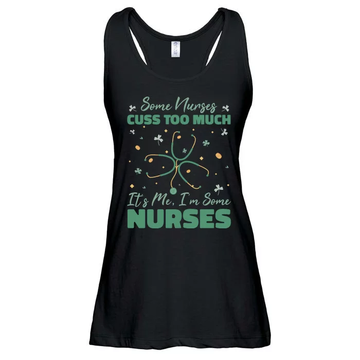 Nurses Cuss Too Much Funny St Patricks Day Ladies Essential Flowy Tank