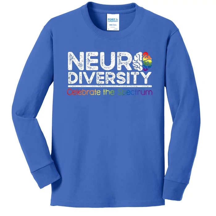 Neurodiversity Celebrate Tal Health Adhd Autism Awareness Gift Kids Long Sleeve Shirt