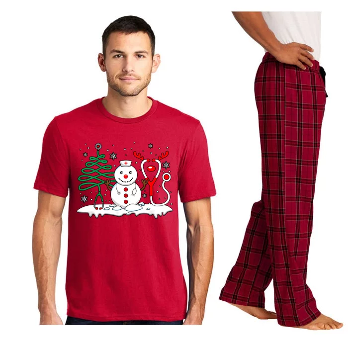 Nurse Christmas Tree Snowman Reindeer Pajama Set