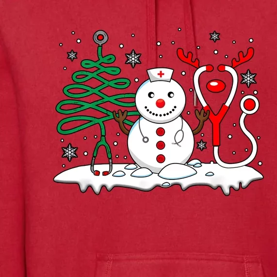 Nurse Christmas Tree Snowman Reindeer Premium Hoodie