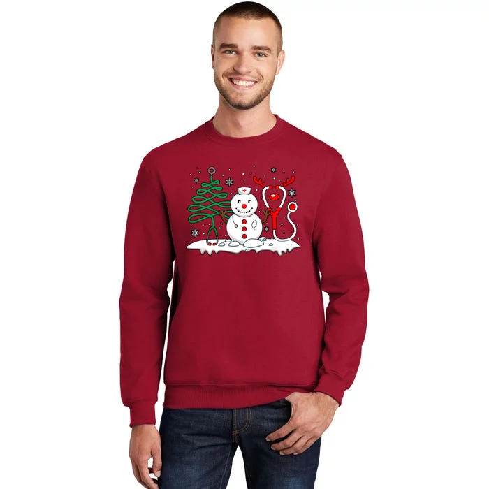 Nurse Christmas Tree Snowman Reindeer Tall Sweatshirt