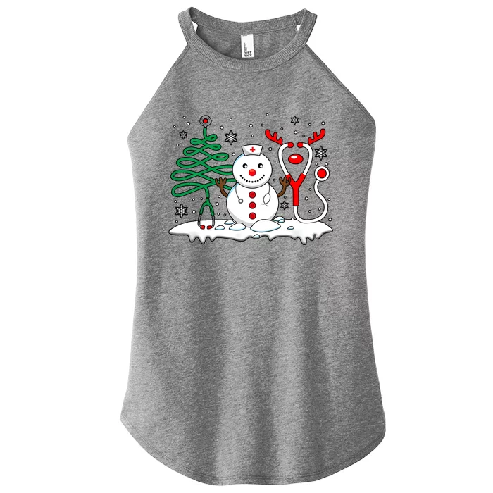 Nurse Christmas Tree Snowman Reindeer Women’s Perfect Tri Rocker Tank