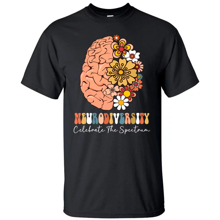 Neurodiversity Celebrate The Spectrum Brain Autism Awareness Tall T-Shirt