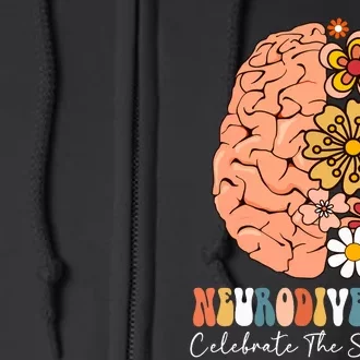 Neurodiversity Celebrate The Spectrum Brain Autism Awareness Full Zip Hoodie