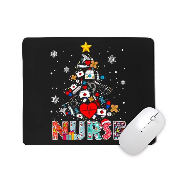 Nurse Christmas Tree Stethoscope RN LPN Scrub Nursing Xmas Mousepad