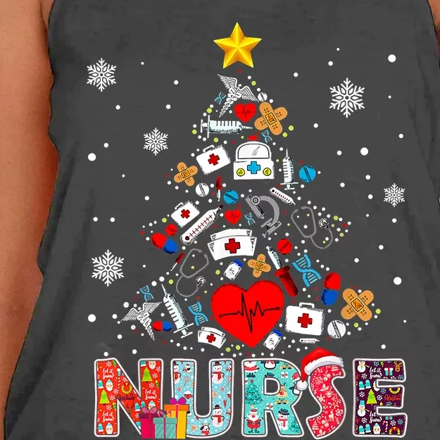 Nurse Christmas Tree Stethoscope RN LPN Scrub Nursing Xmas Women's Knotted Racerback Tank