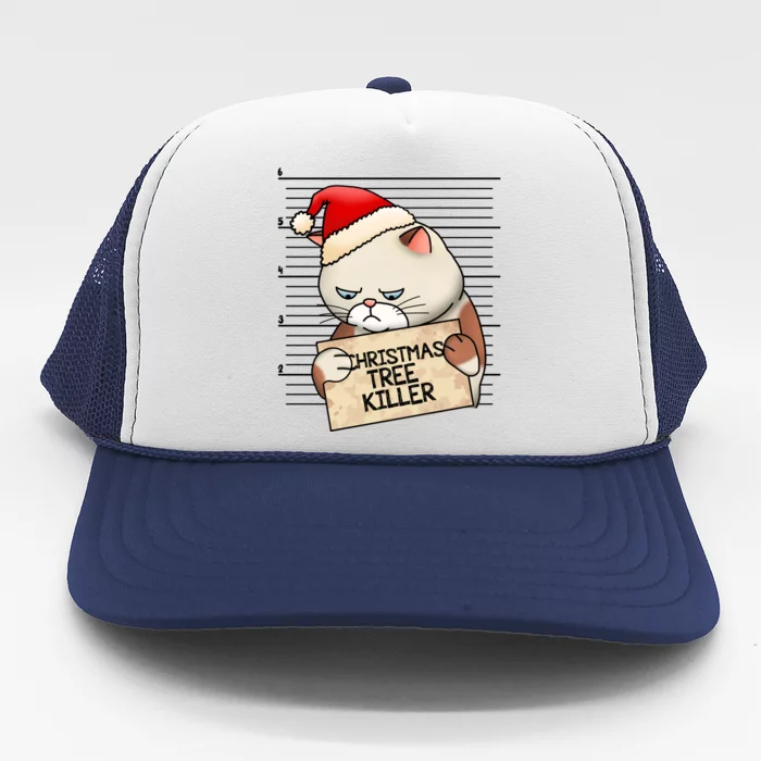 Naughty Christmas Tree Cat Gift Trucker Hat