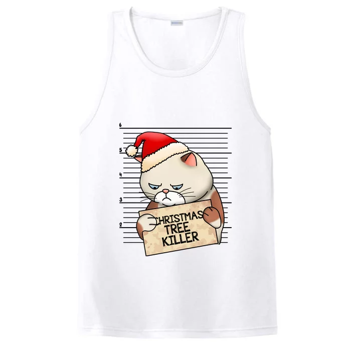 Naughty Christmas Tree Cat Gift Performance Tank