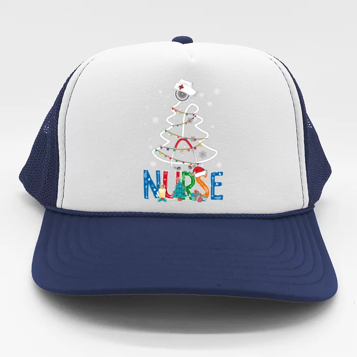 Nurse Christmas Tree Christmas Scrub Nursing Xmas Nurse Gift Trucker Hat