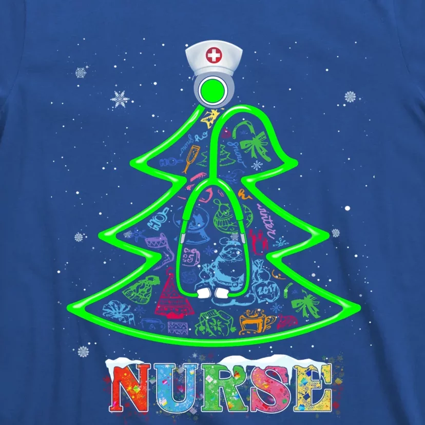 Nurse Christmas Tree Stethoscope Rn Lpn Scrub Nursing X Mas Funny Gift T-Shirt