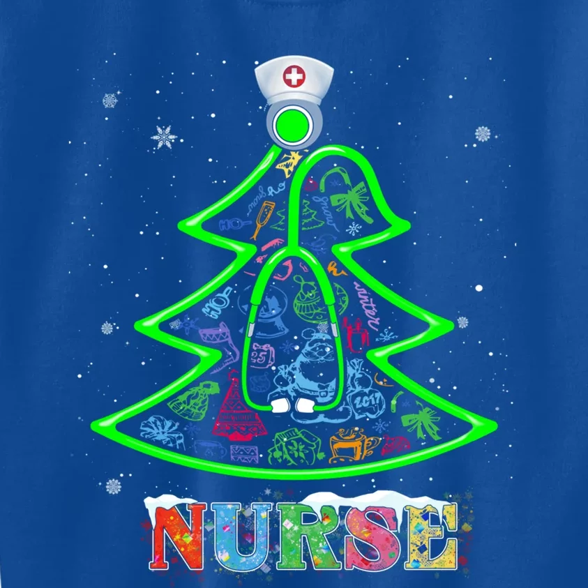 Nurse Christmas Tree Stethoscope Rn Lpn Scrub Nursing X Mas Funny Gift Kids Sweatshirt