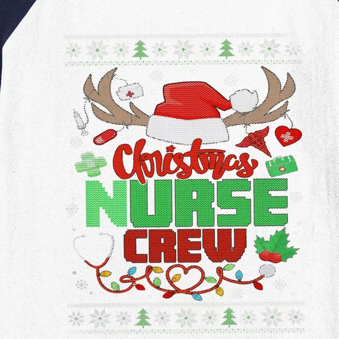 Nurse Crew Ugly Nurse Christmas Santa Hat Reindeer Great Gift Baseball Sleeve Shirt