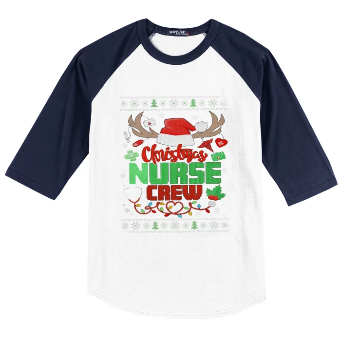 Nurse Crew Ugly Nurse Christmas Santa Hat Reindeer Great Gift Baseball Sleeve Shirt