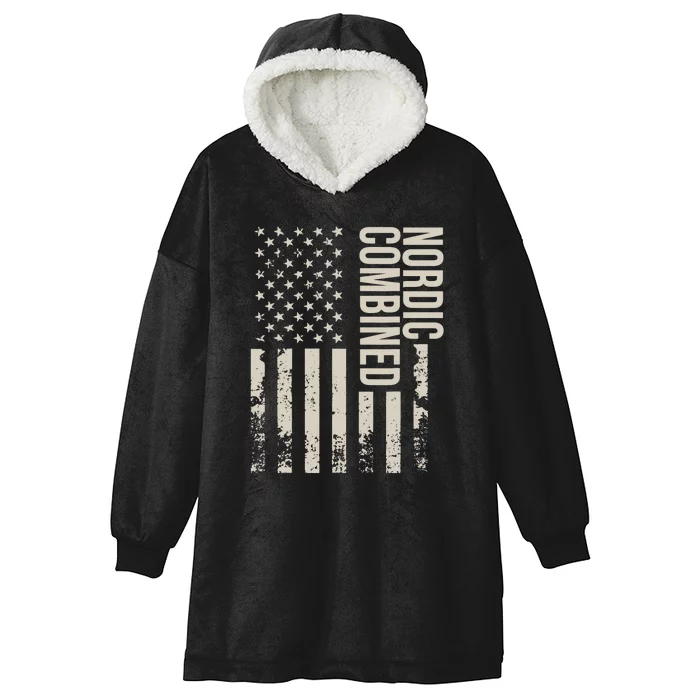 Nordic Combined Us Flag Retro Hooded Wearable Blanket